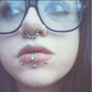 snake bites piercing and septum with labret