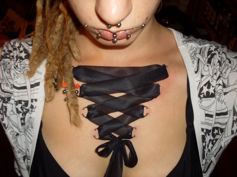 Chest corset piercing