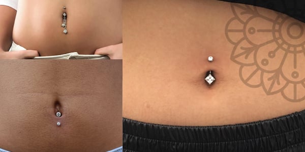 Thin skin belly store button piercing