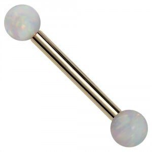 14k gold opal straight barbell