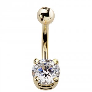 Cubic Zirconia 14k Gold Belly Ring