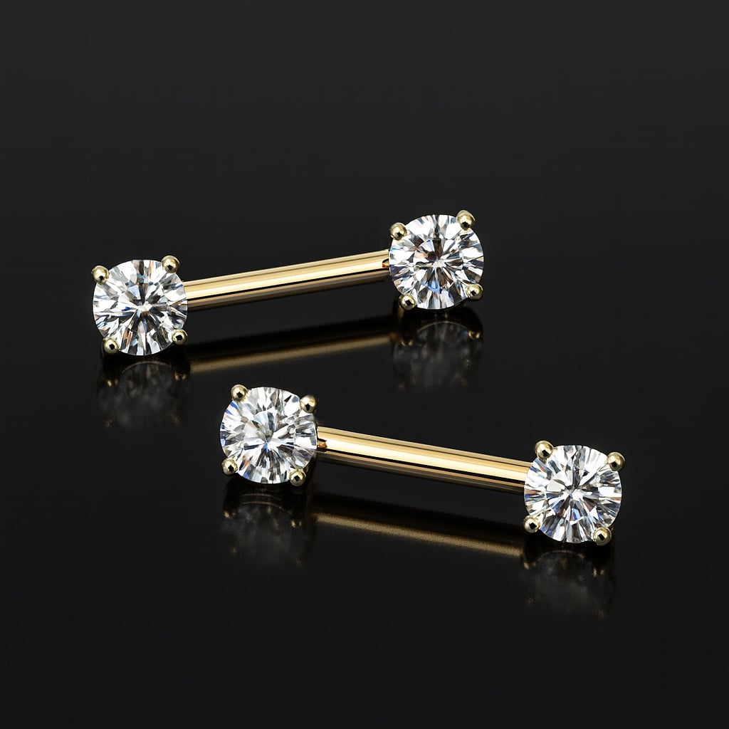 diamond and gemstone nipple barbells