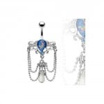 Synthetic Blue Opal Chandelier Belly Button Navel Ring