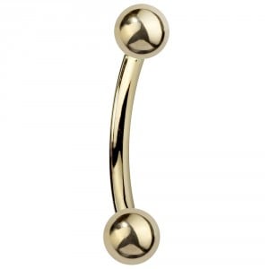 Solid 14kt Yellow Gold Curved / Bent Barbell