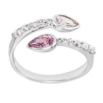 Pink & Clear Cubic Zirconia Pave Sterling Silver Toe Ring