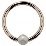 Cultured Pearl 14K Rose Gold Captive Bead Ring - Sizes 22G - 8G