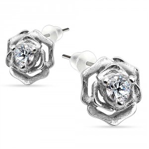 Sterling silver rose earrings