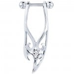 925 Sterling Silver CZ TRIBAL Helix Shield Ear Piercing Dangle - Cartilage Piercing