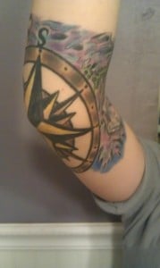 compass rose elbow tattoo