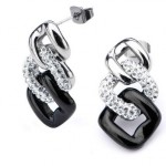 Black and silver dangle earrings