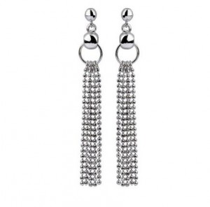 Decadent Shimmer 14K White Gold Long Dangle Earrings