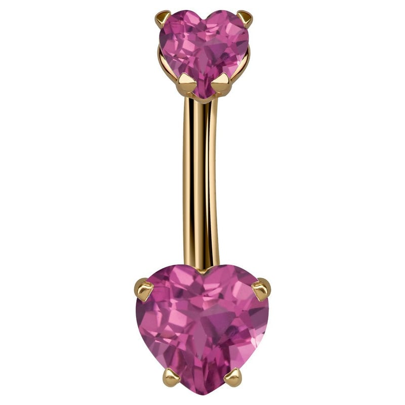 Double heart belly ring