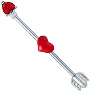 Cupid's Heart & Arrow Industrial Barbell