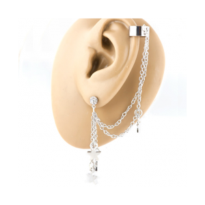CZ Star Dangle Earring Chain to Non-Piercing Cartilage Cuff