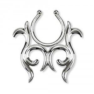 Tribal Rhodium Plated Brass Fake Clip-On Nipple Ring