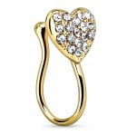 Gem Heart Non-Pierced Gold-Tone Anodized Clip-On Nose Ring