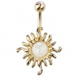 Synthetic Opal Tribal Sun Gold-Tone Belly Ring