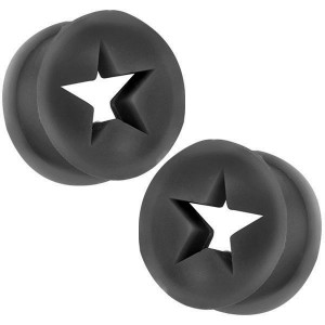Black Star-Shaped Cut Out Flexible Silicone Tunnel Plugs
