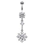 Snowflake dangle belly button ring 