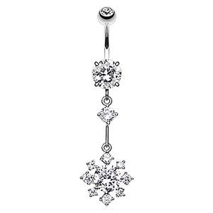 Snowflake dangle belly button ring