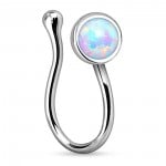 White Synthetic Opal Non-Pierced Clip-On Nose Ring
