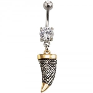 Tribal Talon / Horn Dangle Belly Button Ring