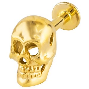 Yellow Gold Skull Labret / Lip Ring / Monroe / Tragus Stud