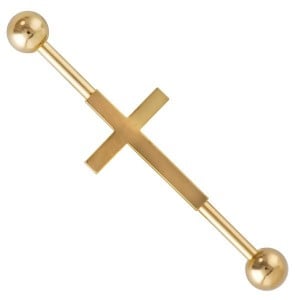 Cross industrial barbell gold