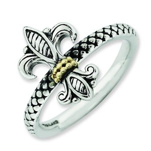 Gold antiqued Fleur de Lis ring