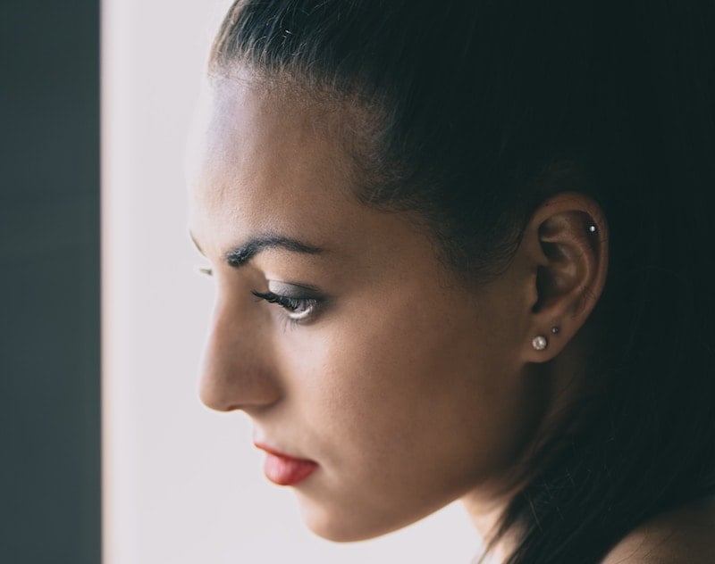 woman with cartilage piercing