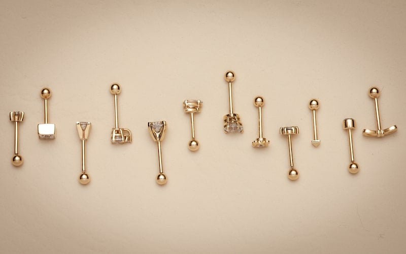 Line Up of 14k Gold Cartilage Earrings