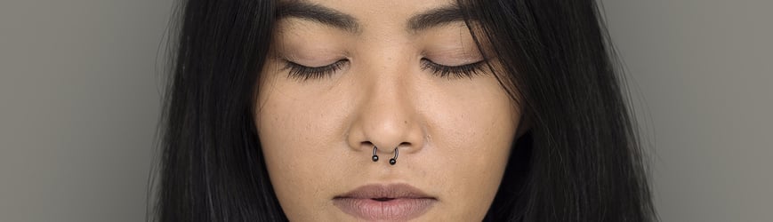 Minimalistic Septum Piercing Young Woman Body Jewelry