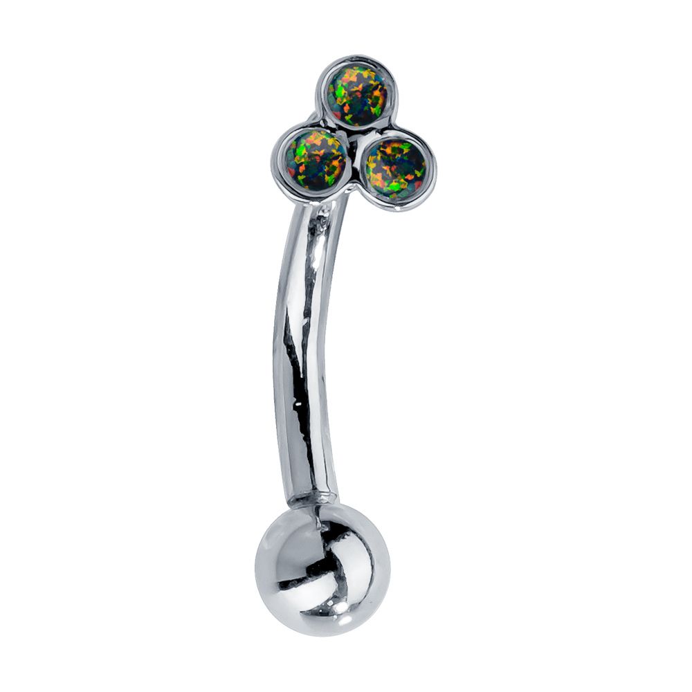 steel curved barbell rook piercing synthetic opal