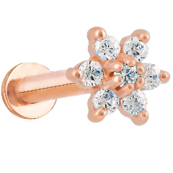 Rose Gold Labret Flat Back Barbell FreshTrends Body Jewelry New Arrivals New Trends Fashion Style 14k Gold Styles Jewelry