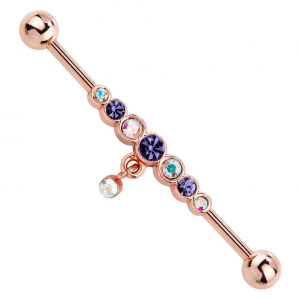 FreshTrends colorful rose-tone dangle barbell