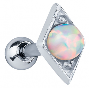 FreshTrends modern prong set with opal sterling silver cartilage stud