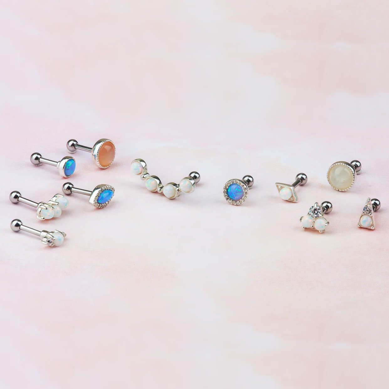 FreshTrends sterling silver cartilage studs with opals