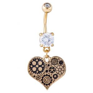 FreshTrends steampunk heart belly ring