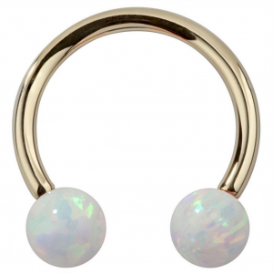 FreshTrends 14K gold opal circular barbell