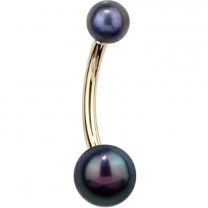 FreshTrends 14K Gold Peacock Pearl Belly Ring