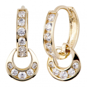 FreshTrends 14k gold dangle hoop earrings