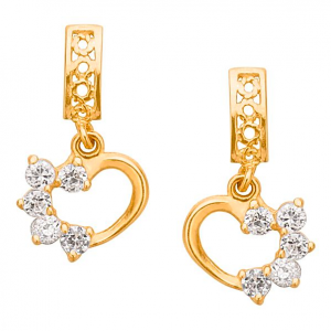 FreshTrends 14k gold dangle heart earrings