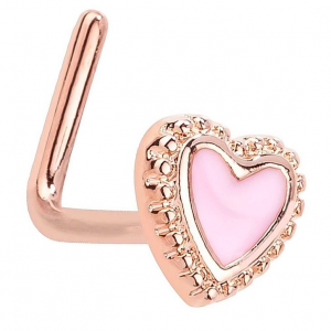 FreshTrends vintage heart l-shaped nose stud