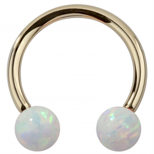 FreshTrends 14K gold opal circular barbell lip ring