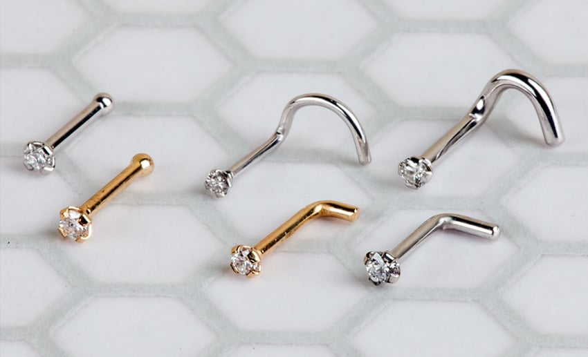 Assortment of nose ring stud styles