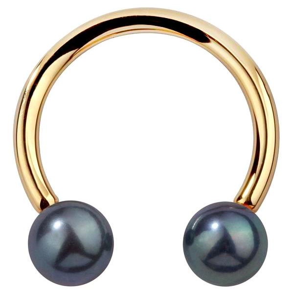 FreshTrends curved barbell with peacock pearl beads
