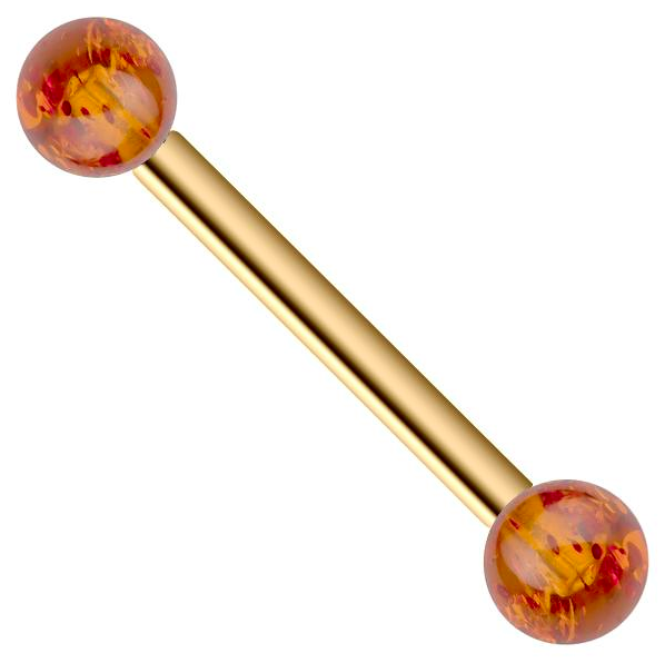 FreshTrends straight barbell with Baltic amber balls