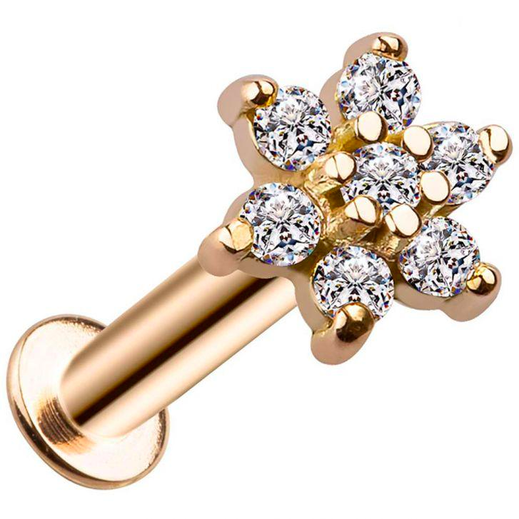 diamond flower labret stud 14k gold from FreshTrends