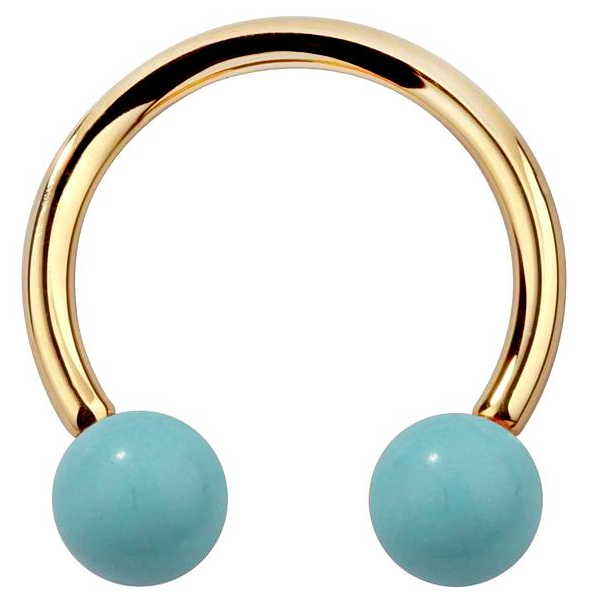 Circular barbell with turquoise beads by FreshTrends