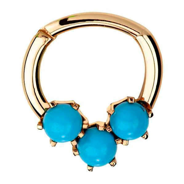 FreshTrends hoop with three faux turquoise gemstones